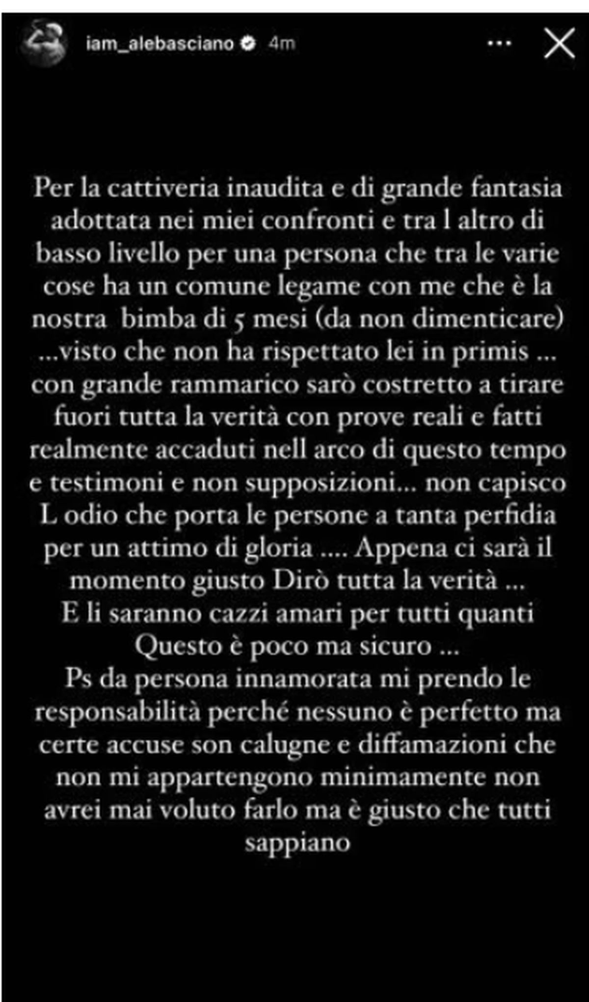 La risposta di Alessandro Basciano a Sophie Codegoni , cattiveria e fantasia